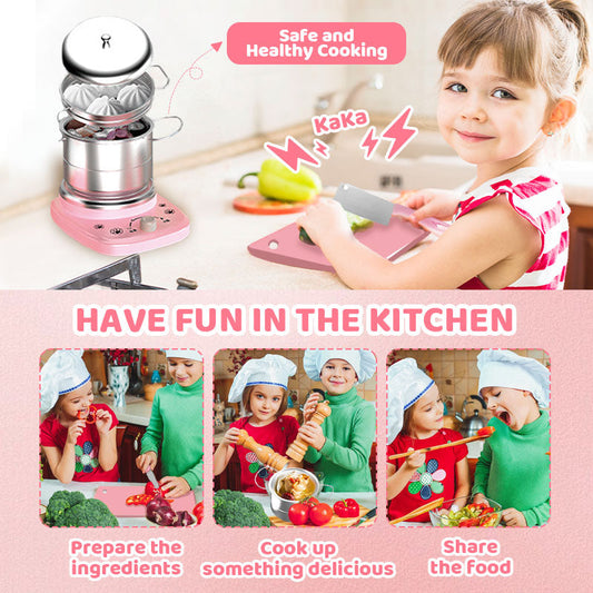 🔥 50% RABATT! 🎁👧🏻 Realistisches Mini-Kochset – Komplettes 22-teiliges Set mit Herd und Küchenutensilien für Kinder | Perfekt als Geschenk 🍳👨‍🍳