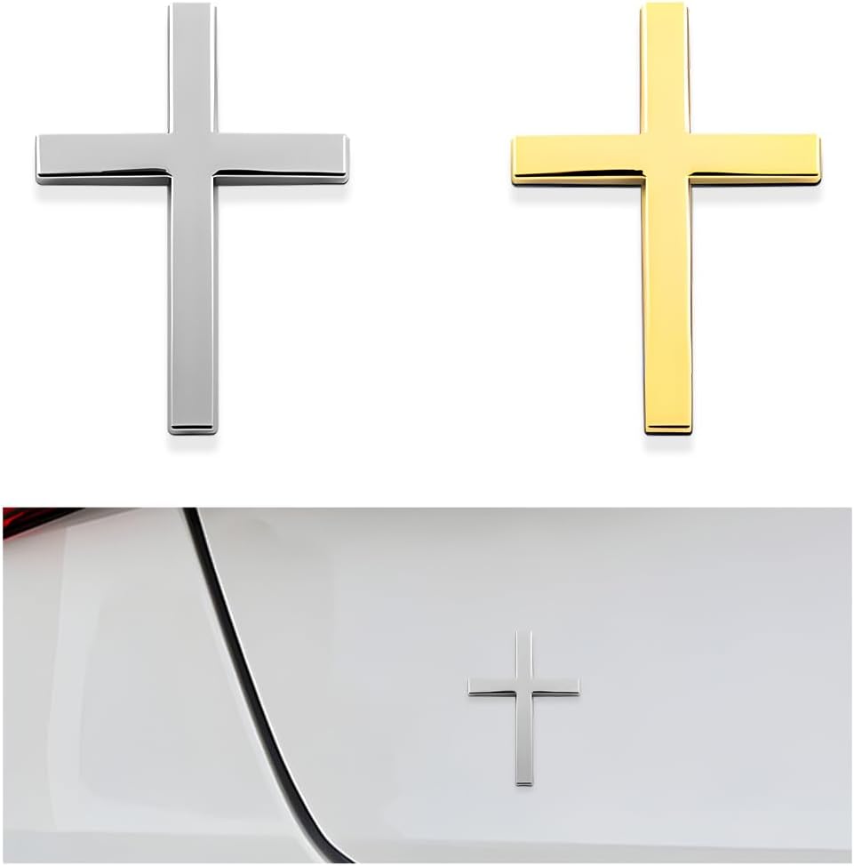 🚗✝️ Metallischer 3D-Kreuz-Aufkleber zur Selbstklebung für Kratzer am Auto