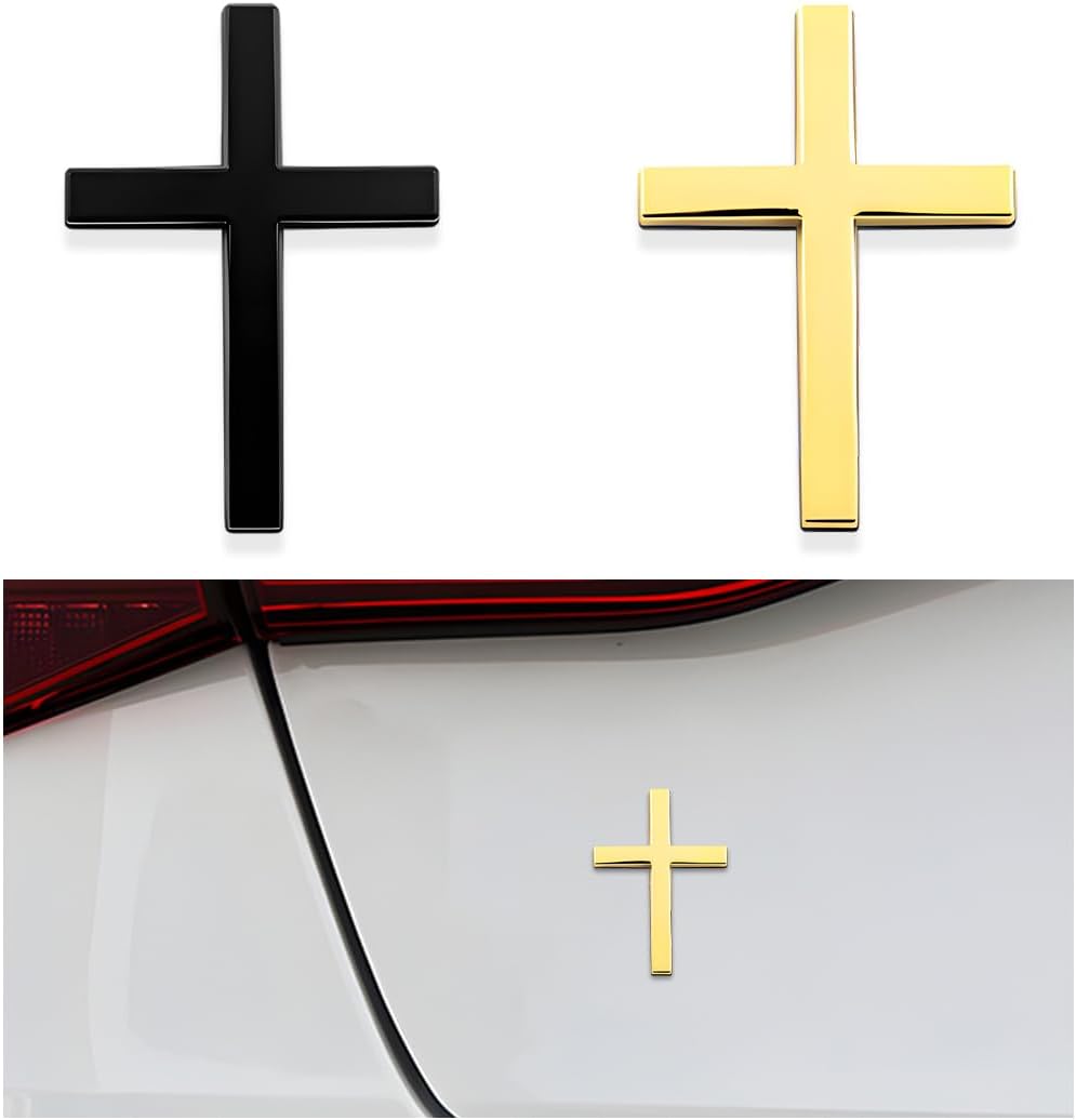 🚗✝️ Metallischer 3D-Kreuz-Aufkleber zur Selbstklebung für Kratzer am Auto