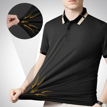 Men's Stretch Ice Silk Short Sleeve Lapel Polo Shirt