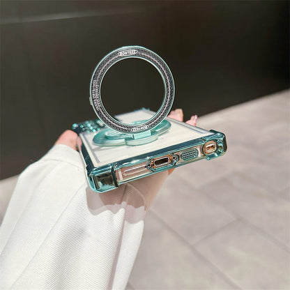 Capa brilhante para iPhone com suporte para espelho magnético