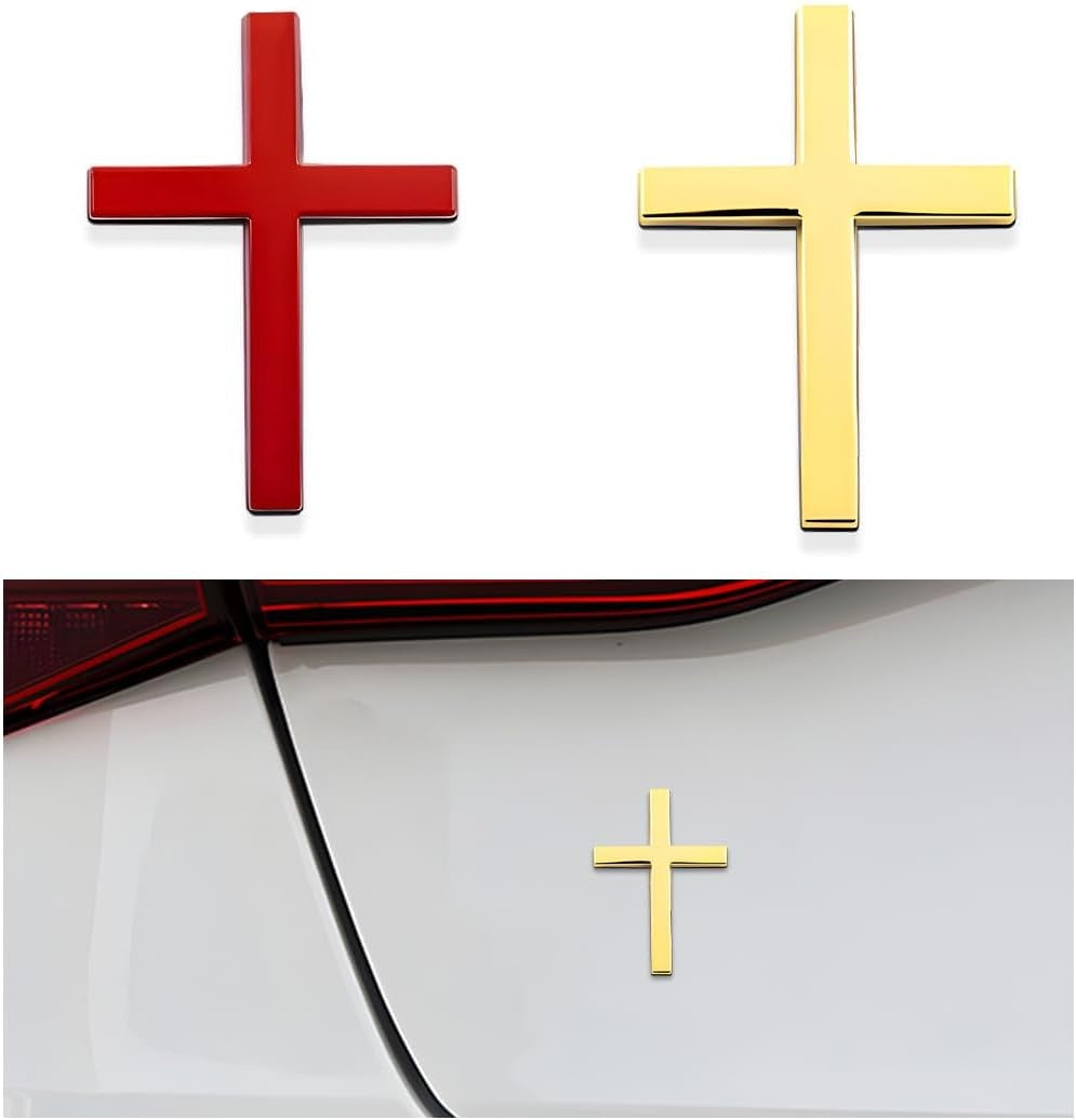 🚗✝️ Metallischer 3D-Kreuz-Aufkleber zur Selbstklebung für Kratzer am Auto