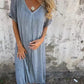 🔥HOT Sale🔥Women's Loose V-neck Cotton Linen Dress