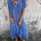🔥HOT Sale🔥Women's Loose V-neck Cotton Linen Dress