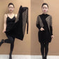 Elegant Mock Neck Midi Knit Dress