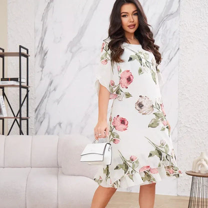 Blush Petal Flow Chiffon Dress