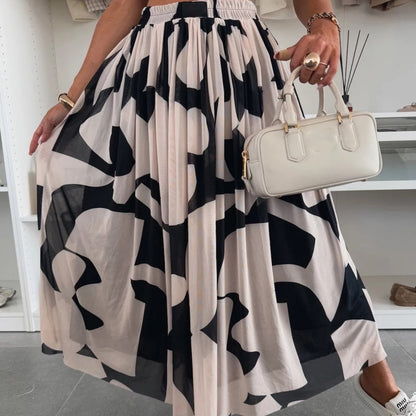 💜 LAST DAY PROMOTION - 50%OFF💜Trendy Print Elastic Waistband Flowy Maxi Skirt