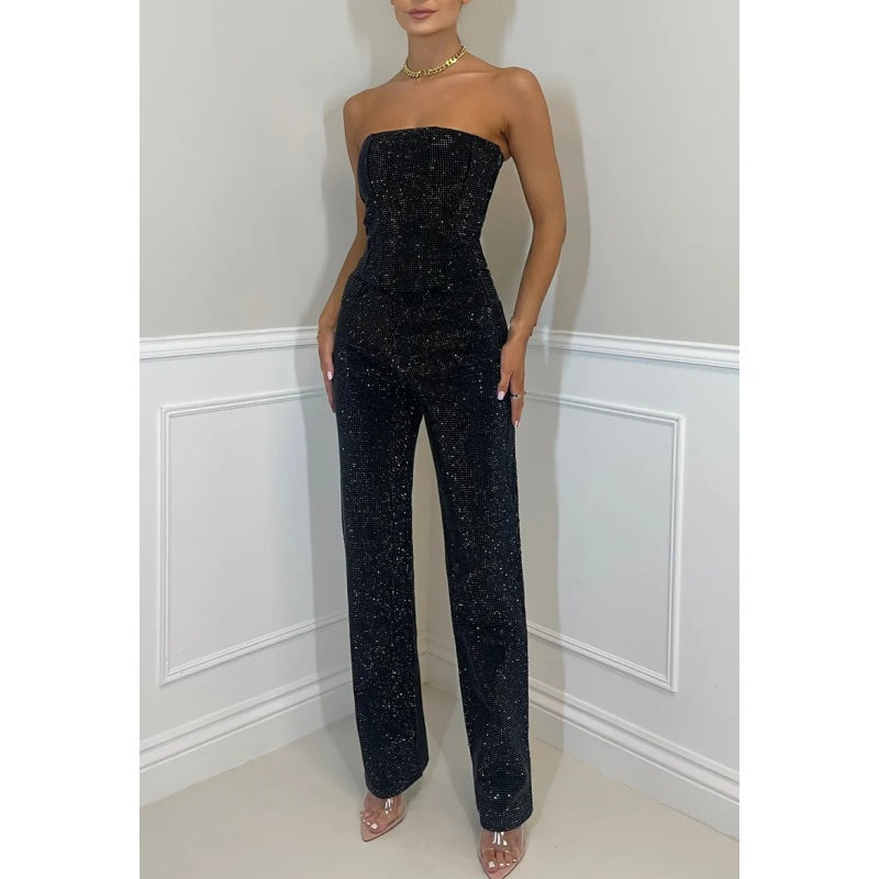 Women's Glitter Top and Pants 2-Piece Set