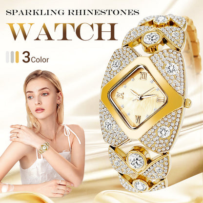 🔥50% de desconto ⌚Relógio de quartzo vintage feminino com strass cintilante💎