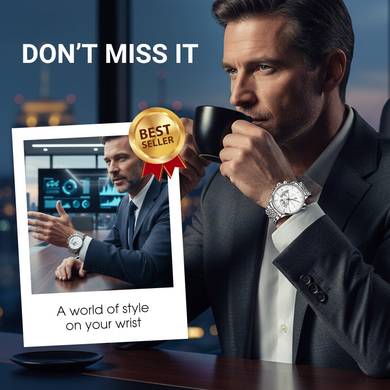 Nachtleuchtende, wasserdichte Herren-Quarzuhr